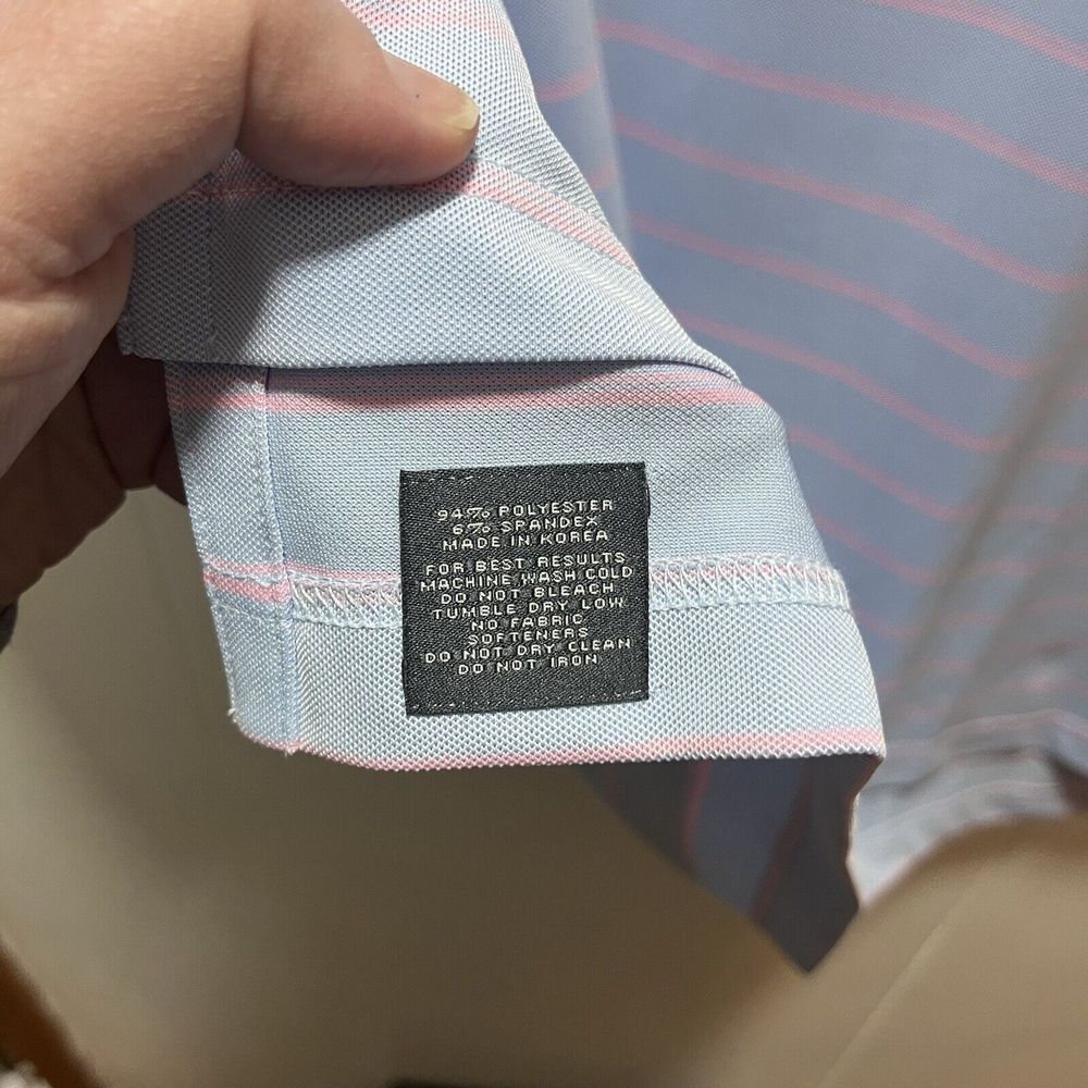 Turtleson Bowen Stripe Oxford Performance Polo Sky/Orchid Size 2XL XXL NEW - Picture 2 of 7